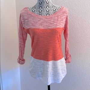 Express coral and white colorblock sweater
